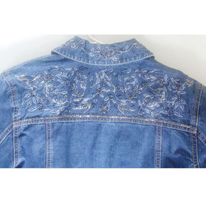 Petite Sophisticate Beaded Denim Jacket (PS)